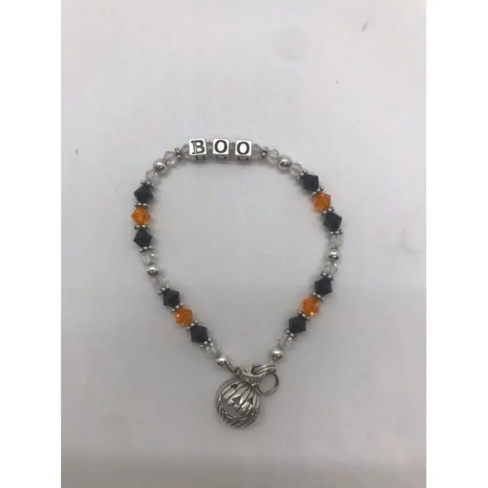 Halloween Child's Bracelet w/sterling‎ pumpkin
